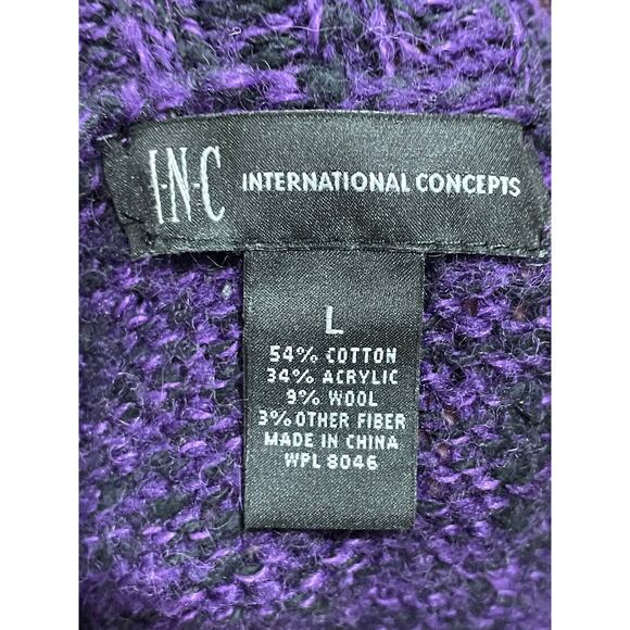 INC Intenational Concepts Womens Sweater Purple Cable Knit Turtleneck Pullover L - Picture 7 of 8